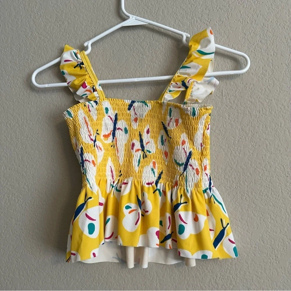 Hanna Andersson Sunblock Swim Yellow Smocked Top Girls Size 10